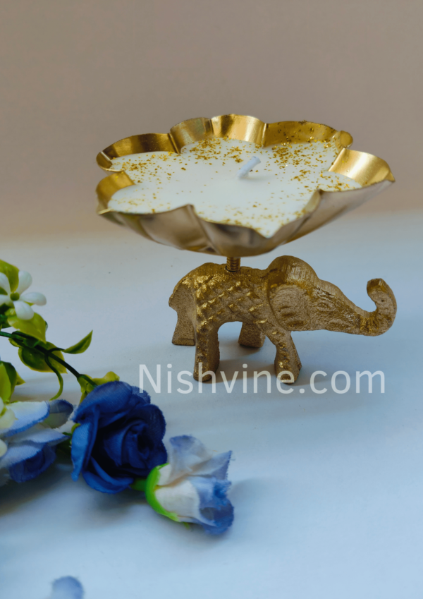 Premium Scented Elephant Diya in Gold