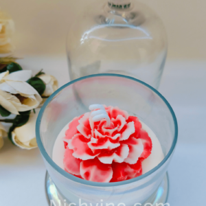 Scented Candle with Decorative Bell Jar, Rose Flower