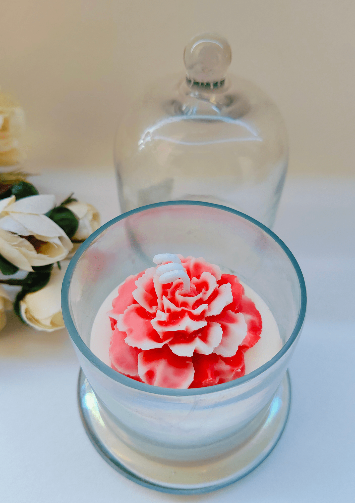 Bell Jar Rose Candle – French Vanilla Soy Wax for Home Decor