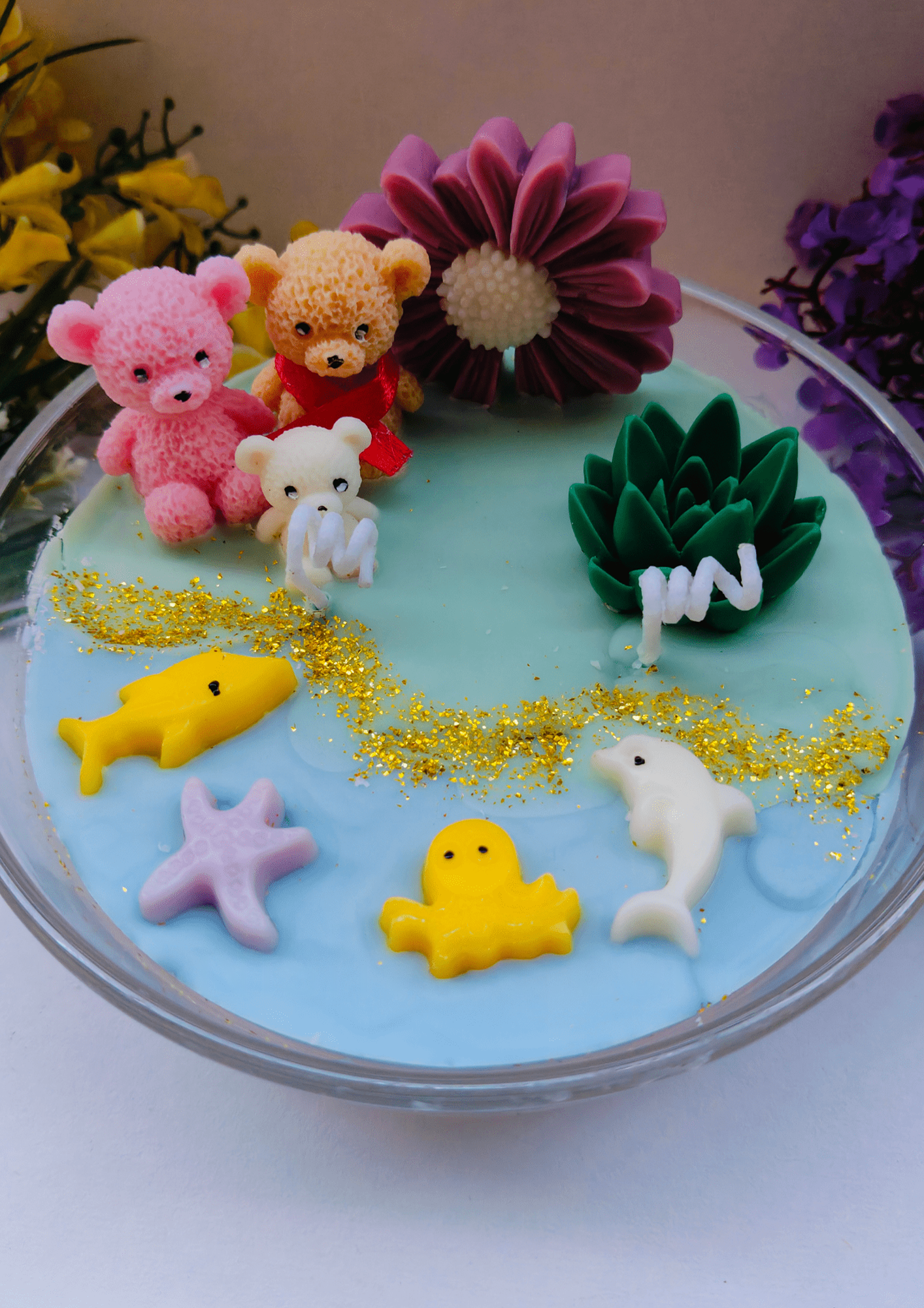 Ocean Glass Bowl Candle – Handmade Scented Decor by Nishvine