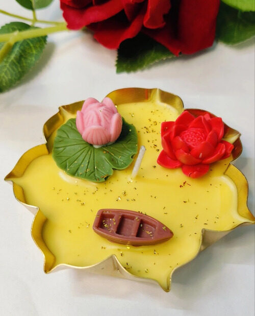 Lotus Urli Candle 3.5″ – Handcrafted Festive Decor