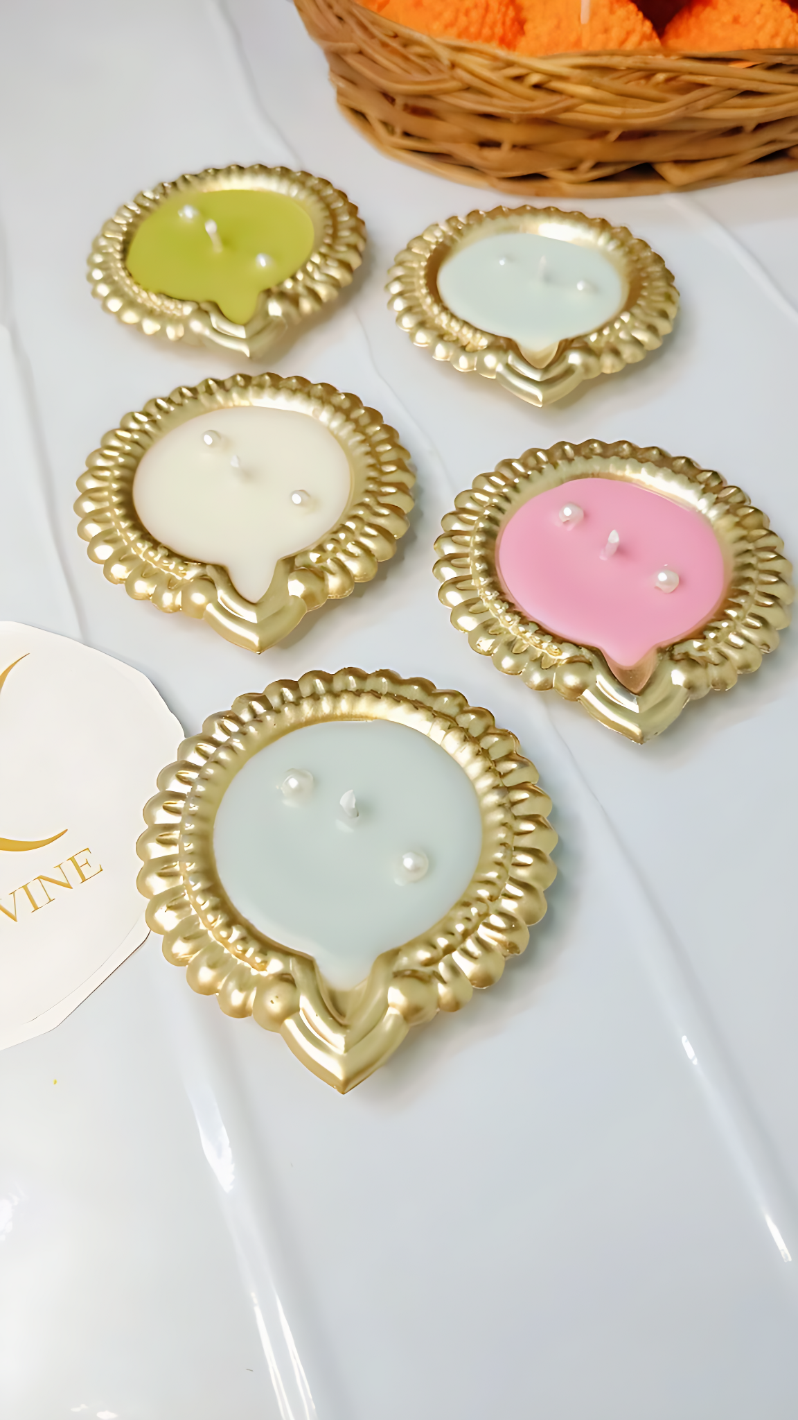 Metal Diya Scented Candle – Set of 10 Soy Wax Diyas