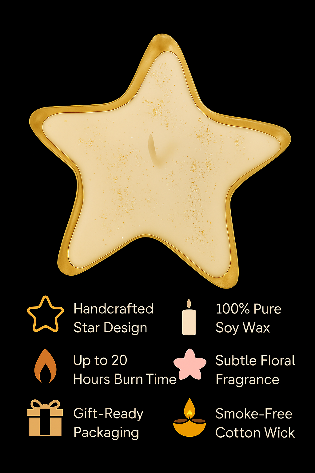 Star Shaped Urli Scented Candle – Set of 2, 4 Inch, 20-Hour Burn - Image 4