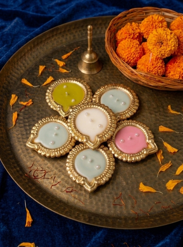 Metal Diya Scented Candle – Set of 10 Soy Wax Diyas