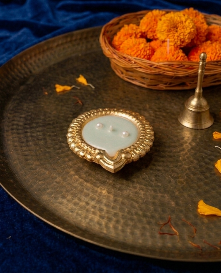 Metal Diya Scented Candle – 5 cm Soy Wax Diyas for Diwali and Puja