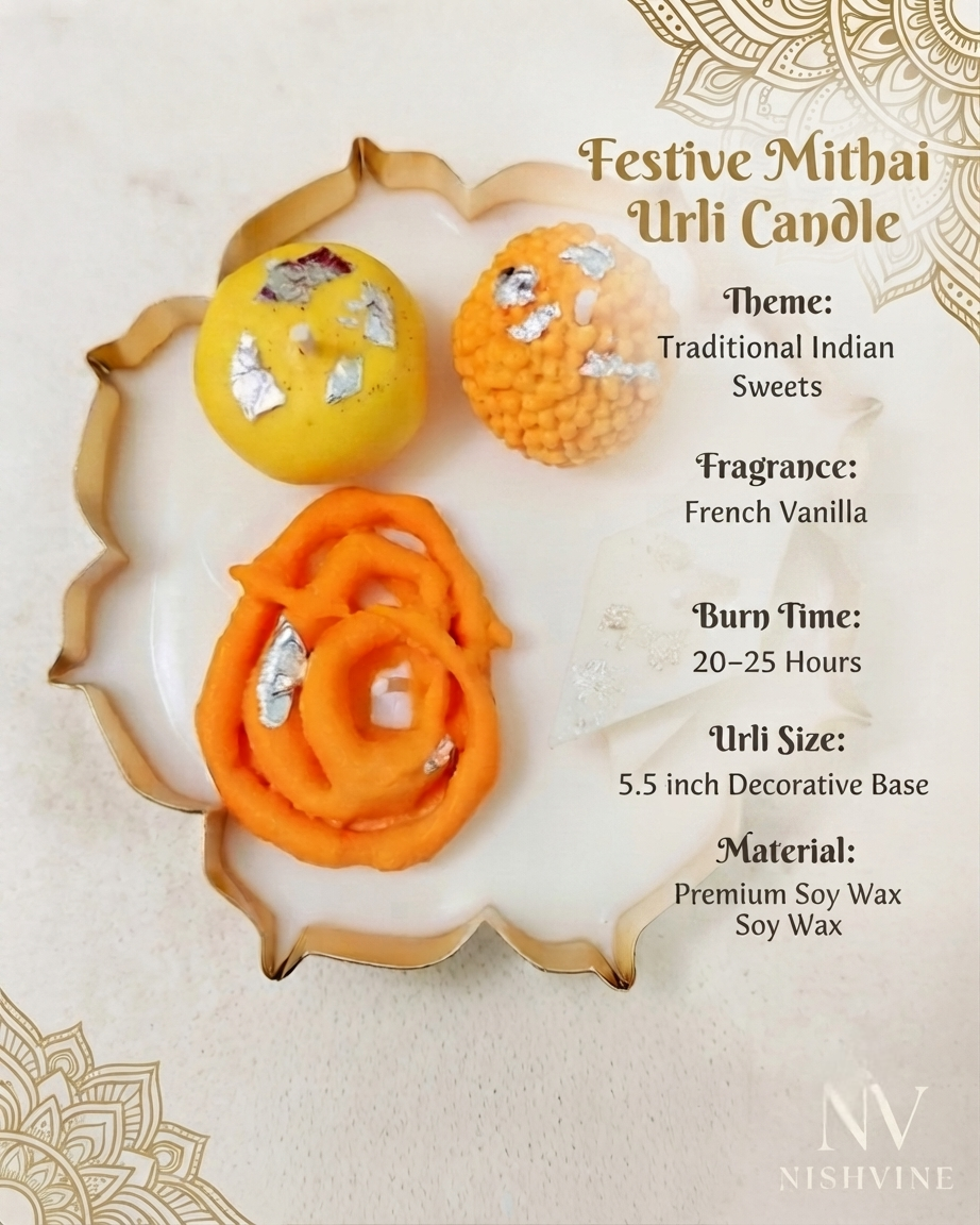 mithai platter lotus urli, 5.5 inch sweet platter, festive urli mithai gift, laddu peda jalebi kaju katli, Diwali sweet gift box, Indian sweets in urli, lotus urli mithai tray, traditional sweet platter, Rakhi gift sweets, housewarming mithai bowl