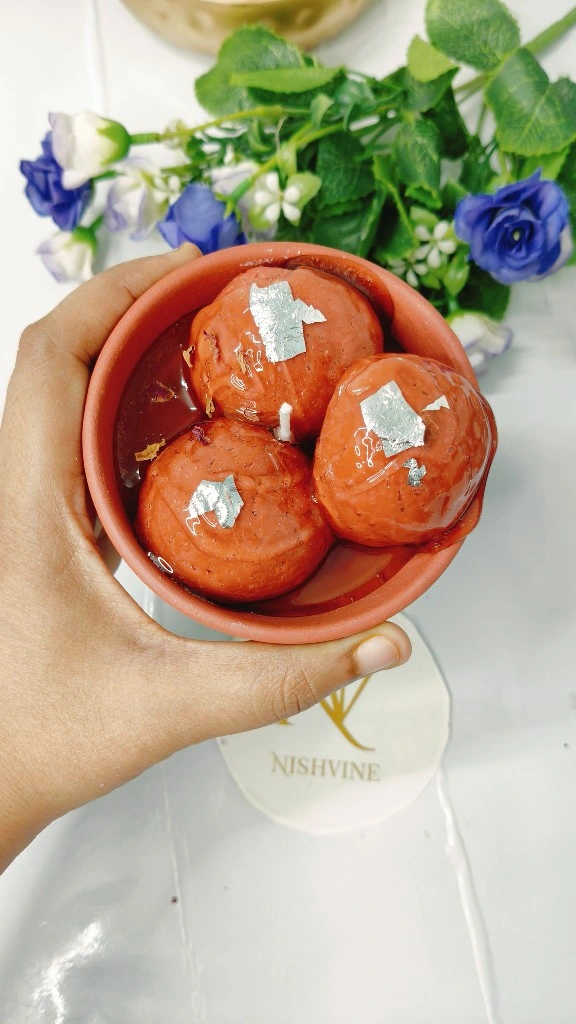 Terracotta Bowl Gulab Jamun Candle – Soy Wax (3 pcs)