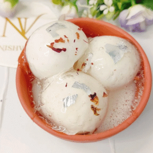 Terracotta Bowl White Rasgulla Candle – soy wax festive décor with 3 wax sweets