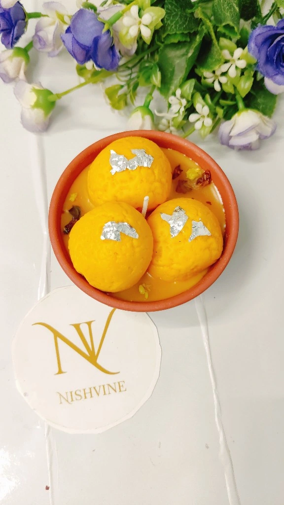 Terracotta Bowl Yellow Rasmalai Candle – Soy Wax (3 pcs)