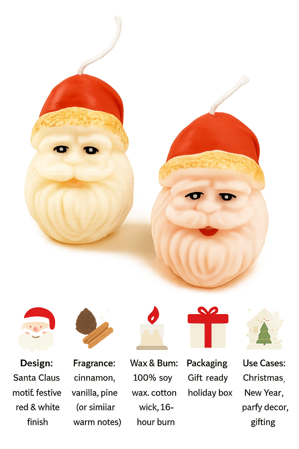 Santa Claus Scented Candle – 160g soy wax festive jar for Christmas and New Year