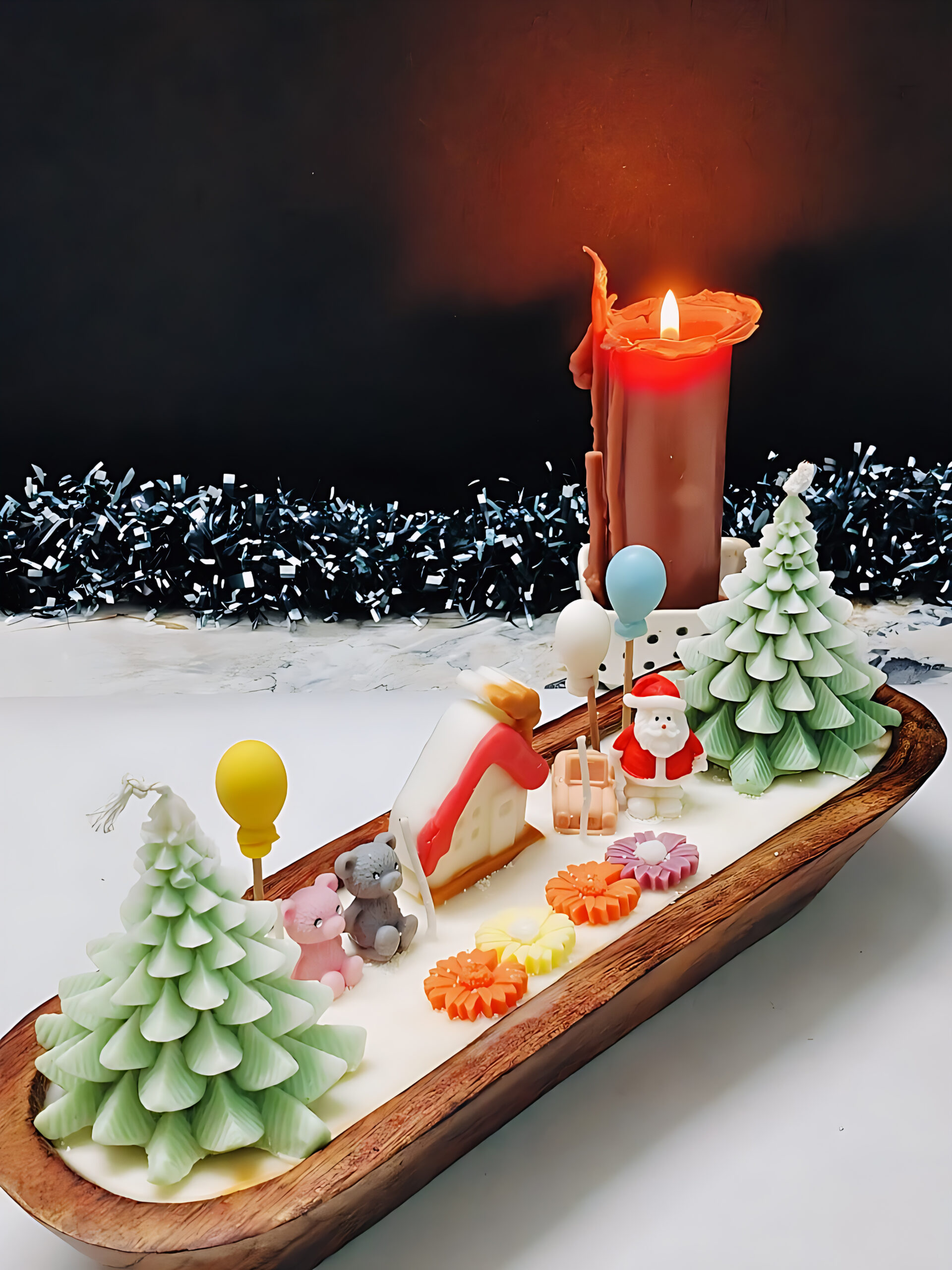 Wooden Boat Christmas Theme Candle – 460g (1 pc)