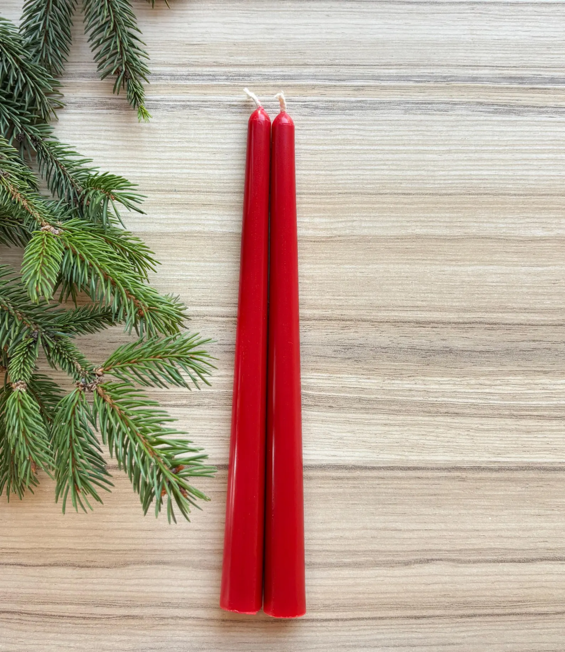 10 Inch Taper Candles – dripless & smokeless pack of 6 in white, red, and green