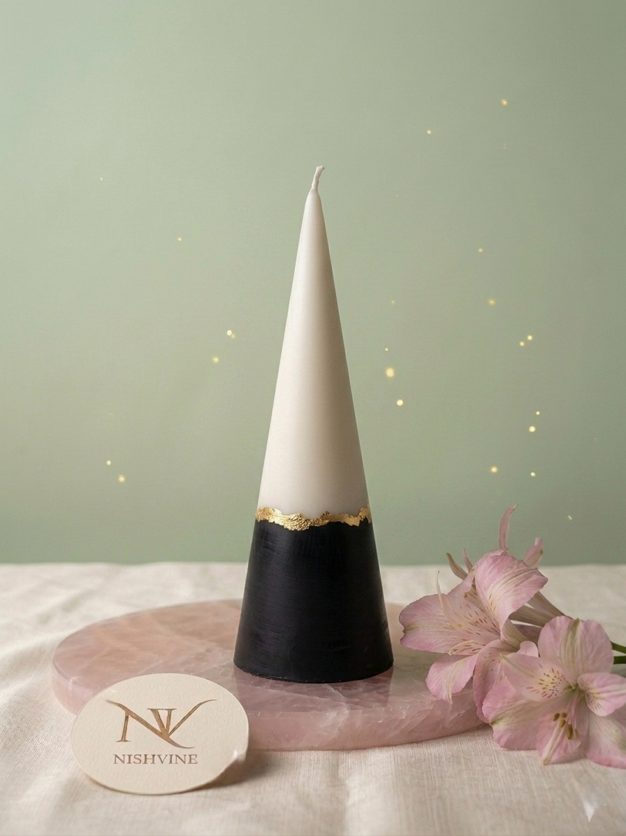 Premium Cone Candle with Gold Band