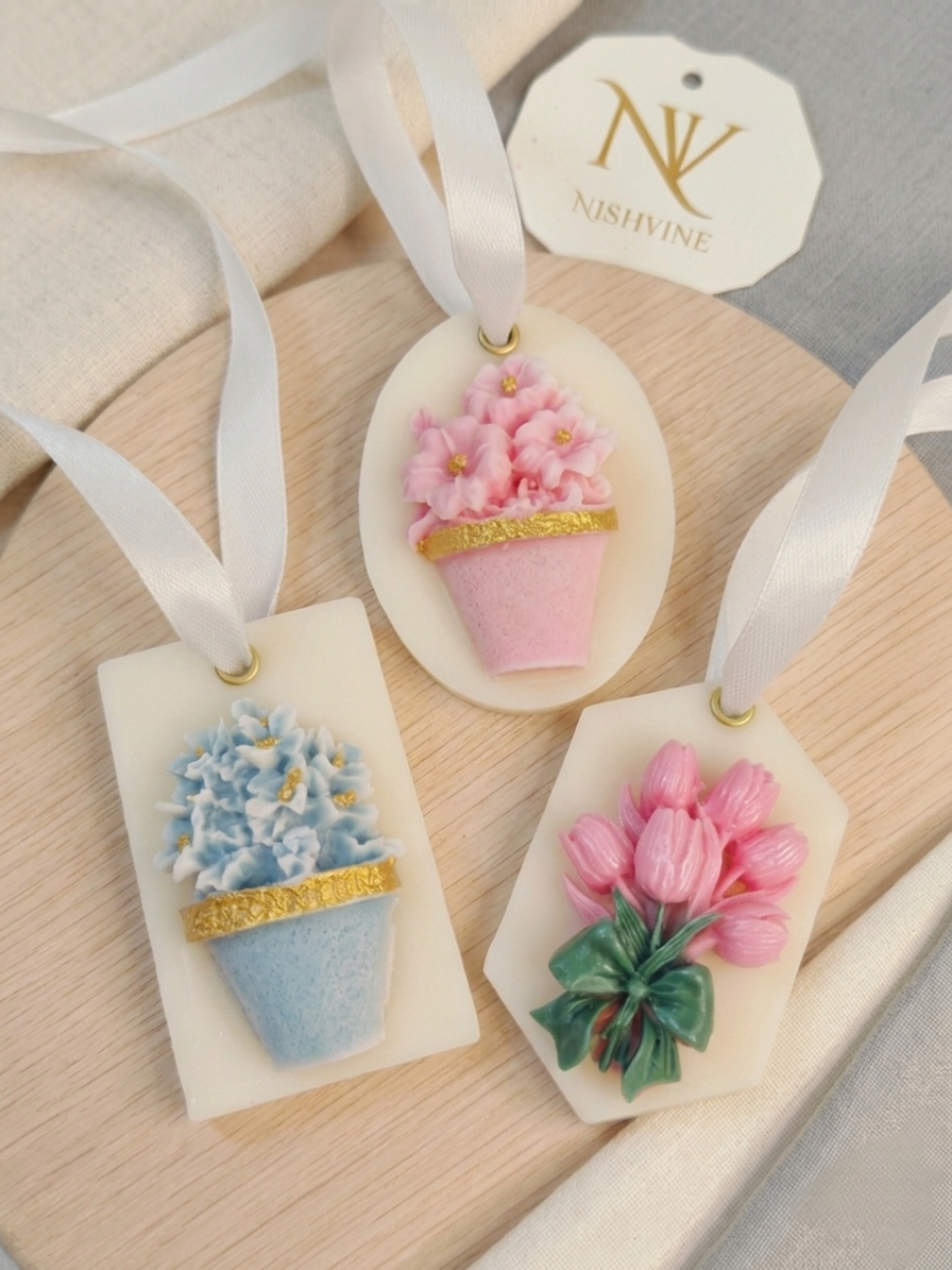 Oval Wax Sachet – Pink Flower Pot