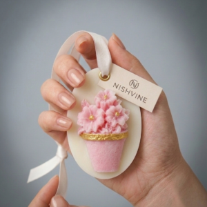 Oval Wax Sachet – Pink Flower Pot