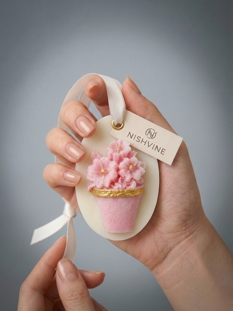 Oval Wax Sachet – Pink Flower Pot