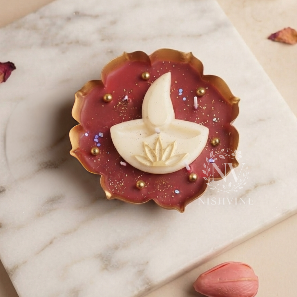 Diya Lotus Urli Candle – Handmade Decorative Wax Candle (5.5 Inch)