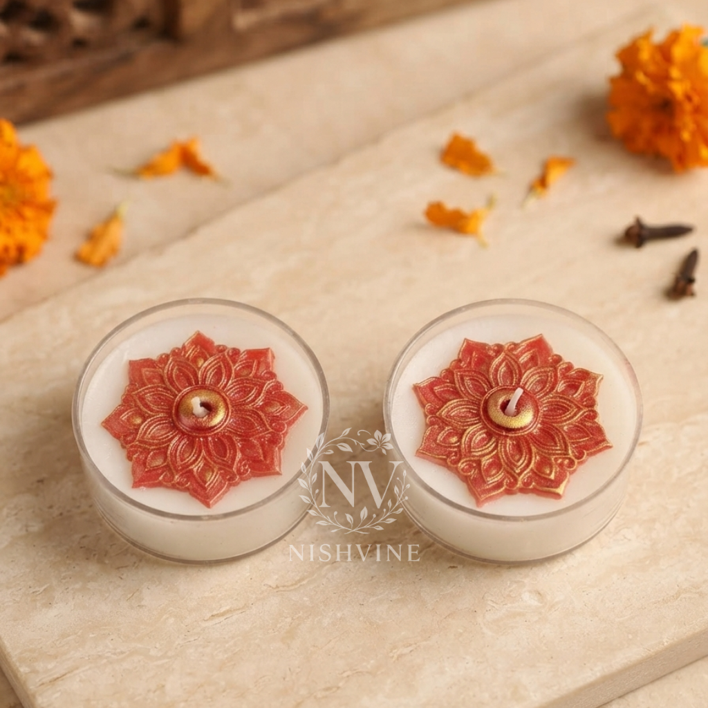 candle gift hamper happy diwali, wax sachet happy diwali, designer tealight candle gift, festive candle hamper, Diwali candle décor, puja candle gift box, handmade soy wax hamper